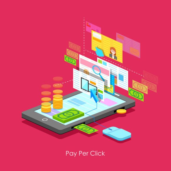 26568409 - illustration of pay per click concept in flat style